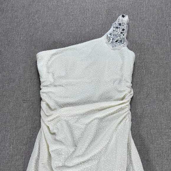 Emerald Sundae Mini Bodycon Dress Women's Medium One Shoulder Off White Party - Picture 6 of 13